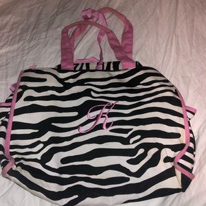 Zebra and pink overnight bag